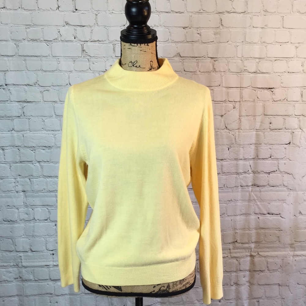 Falls Creek Sweater Soft Yellow Moc Turtle Neck Large